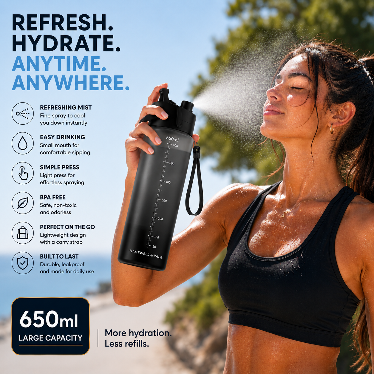 Hartwell & Vale™️ HydraMist 2 in 1 Bottle