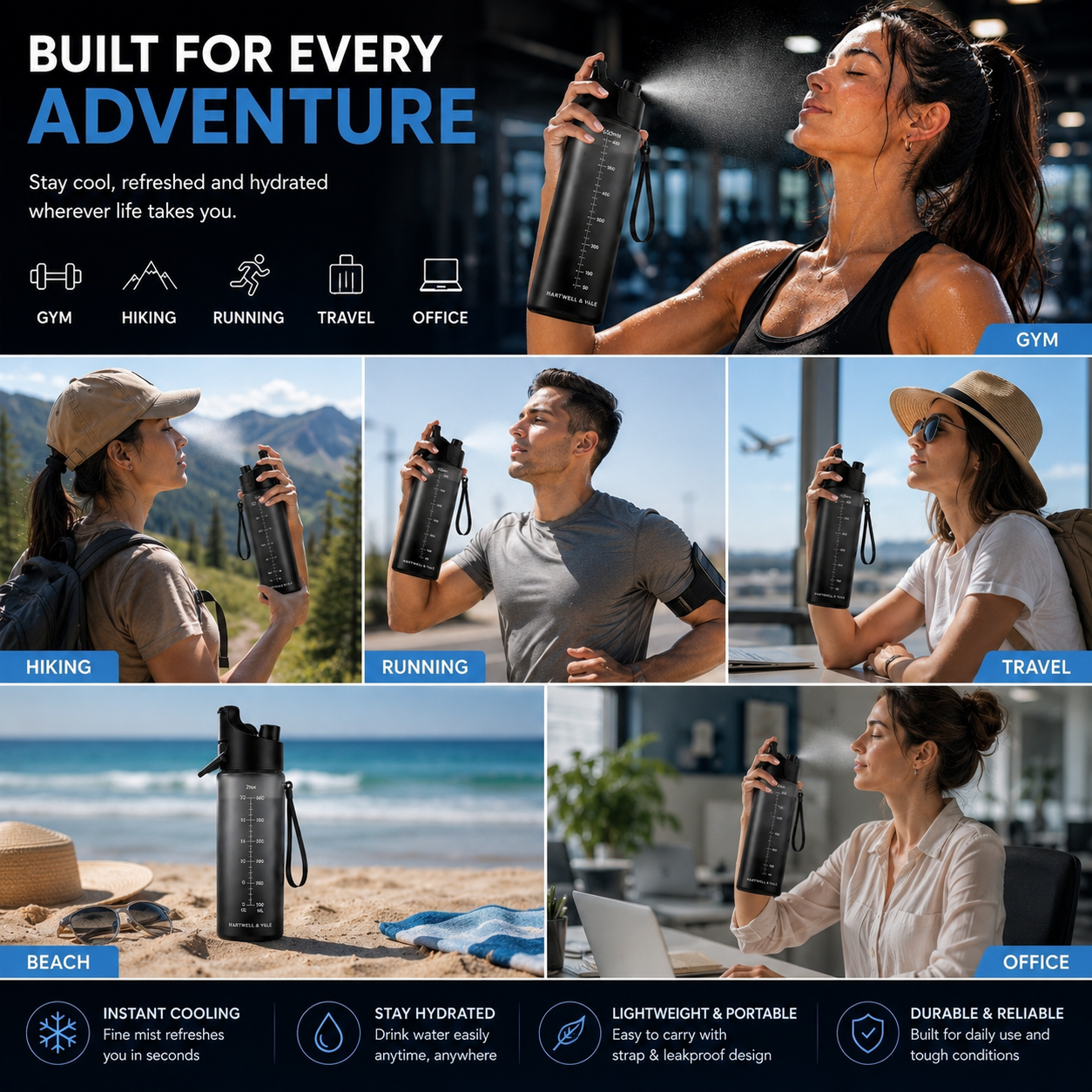 Hartwell & Vale™️ HydraMist 2 in 1 Bottle
